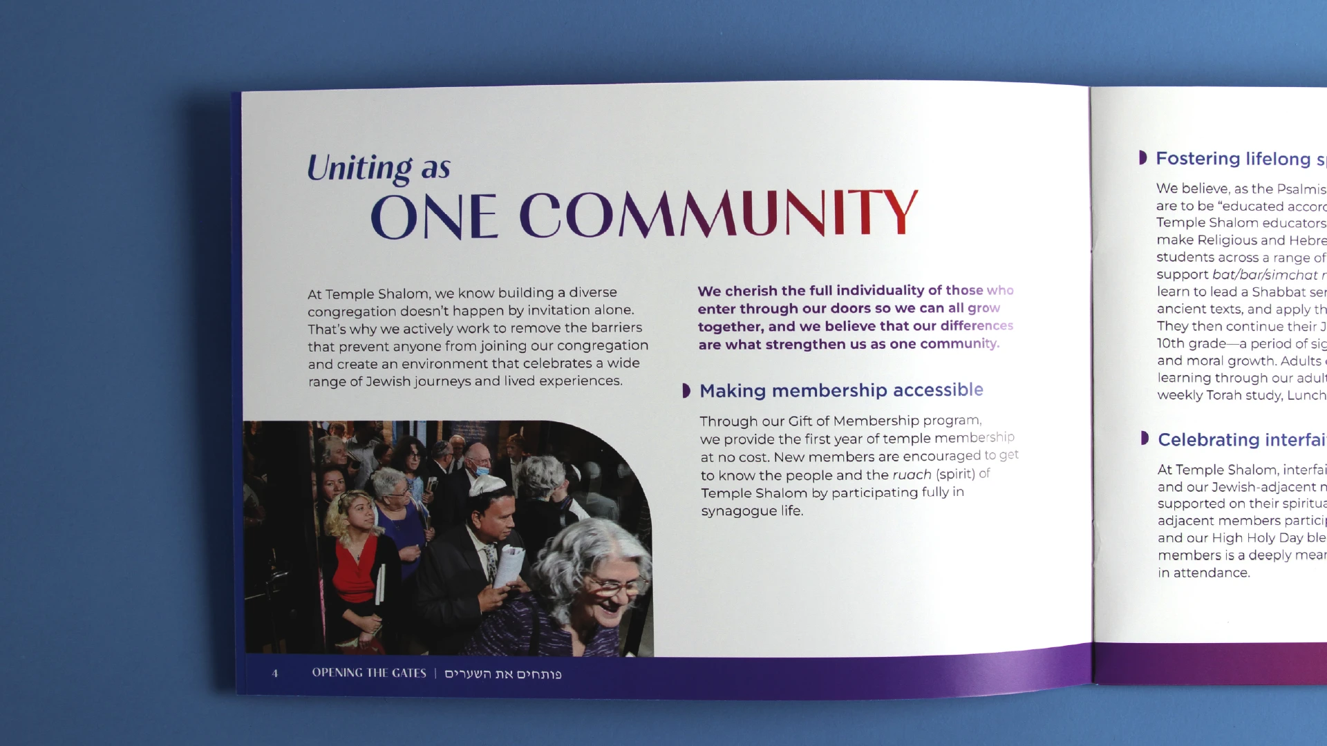 Capital campaign brochure interior spread design example.