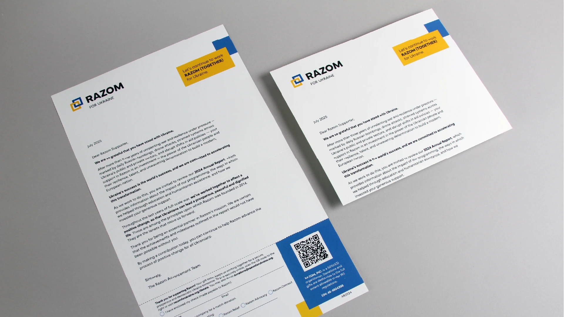 example of letter for impact report and fundraising of not for profit organization.