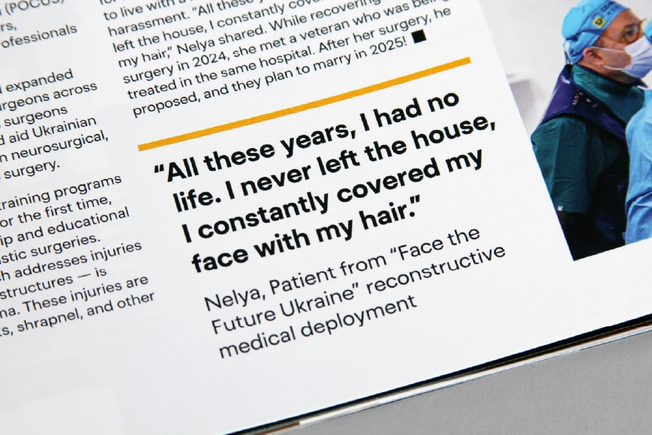 testimonial pull quote design for annual report