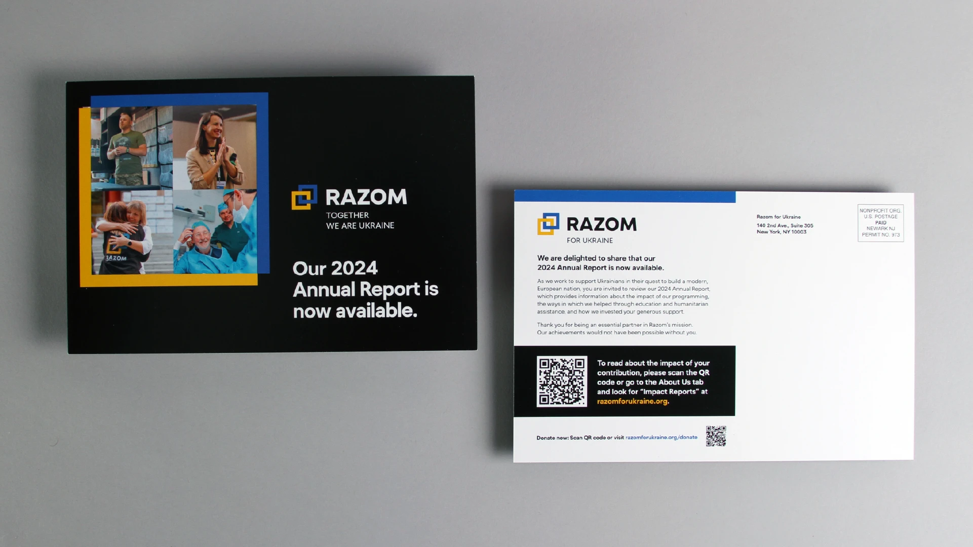 postcard announcement for online annual report