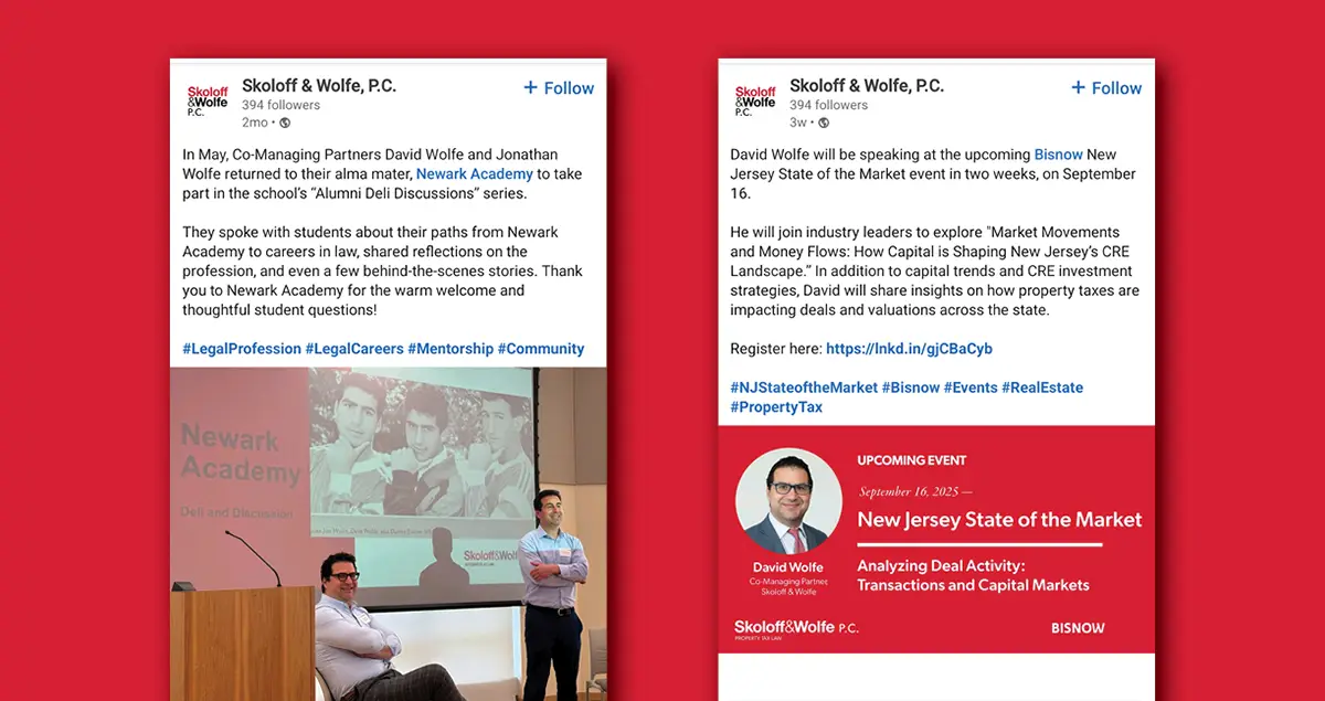 An example of thought leadership in Skoloff & Wolfe's LinkedIn presence.