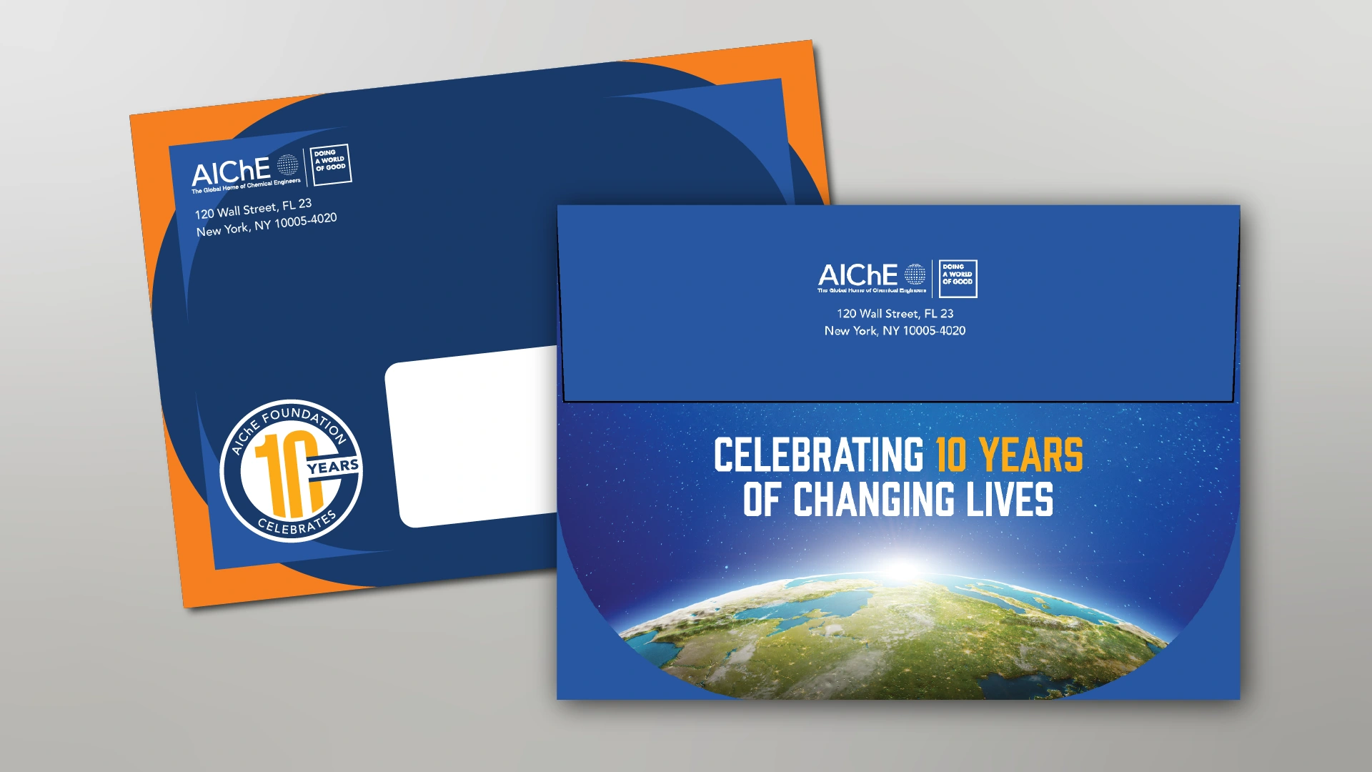 AIChE-anniversary-invitation-card-and-branded-envelope