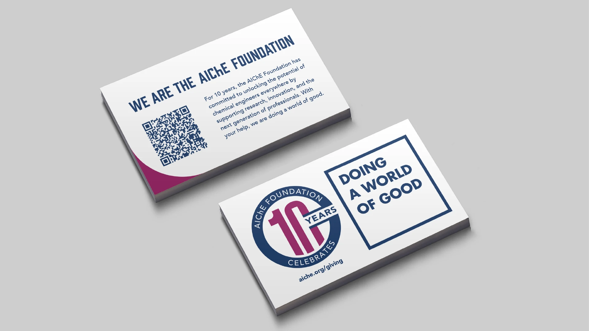 Ambassador cards with QR code for foundation and link to donate page