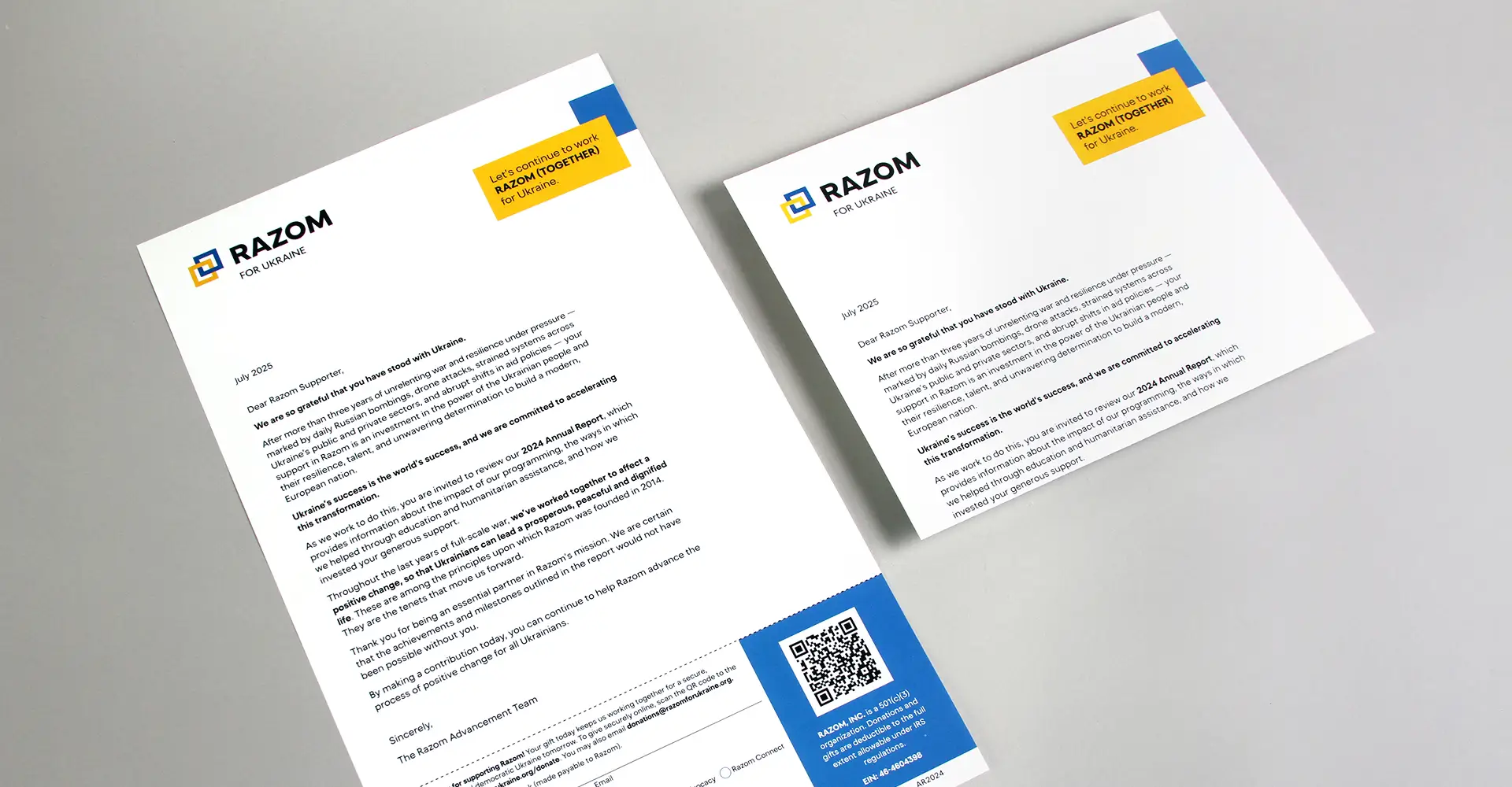 example of letter for impact report and fundraising of not for profit organization.