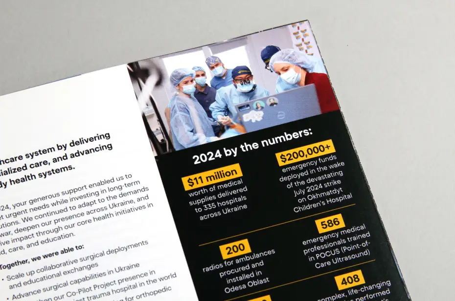 Data-Driven Report Spread Infographic example for impact report