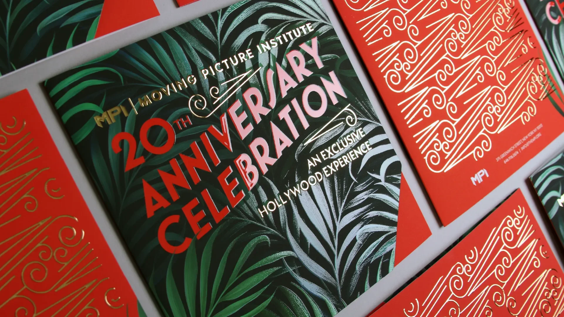 Luxury gala invitation branding with foil stamping, bold typography, and premium print finishes designed to engage donors