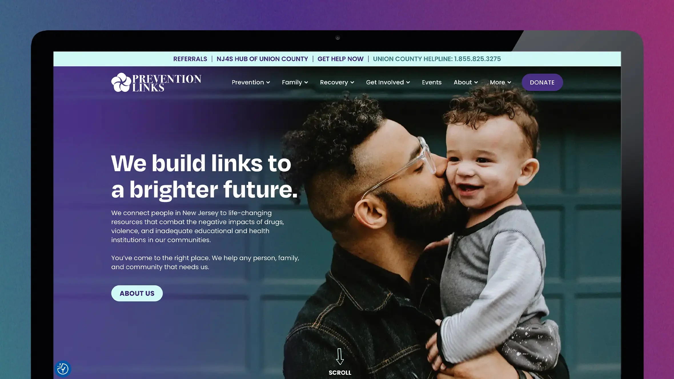 Website design for a recovery services organization focused on clarity, accessibility, and community support