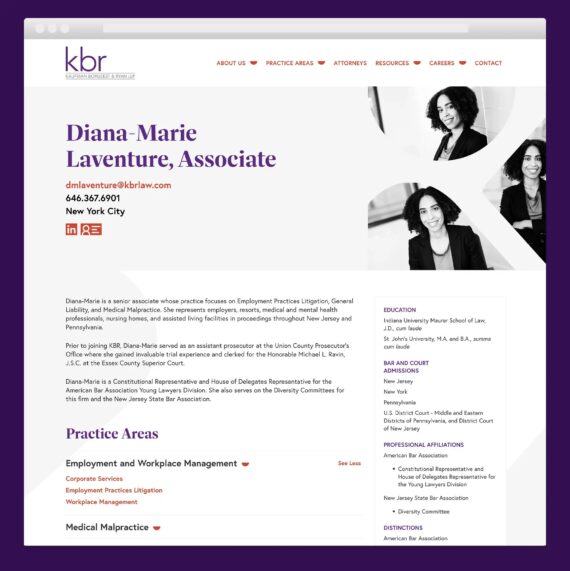 law firm profile showing website architecture