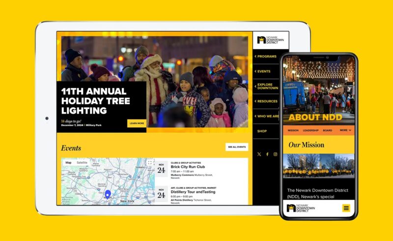 Newark Downtown Tablet and mobile screens