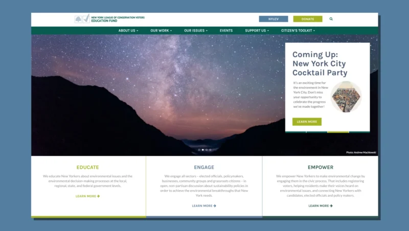 New York League of Conservation Voters Education Fund desktop website