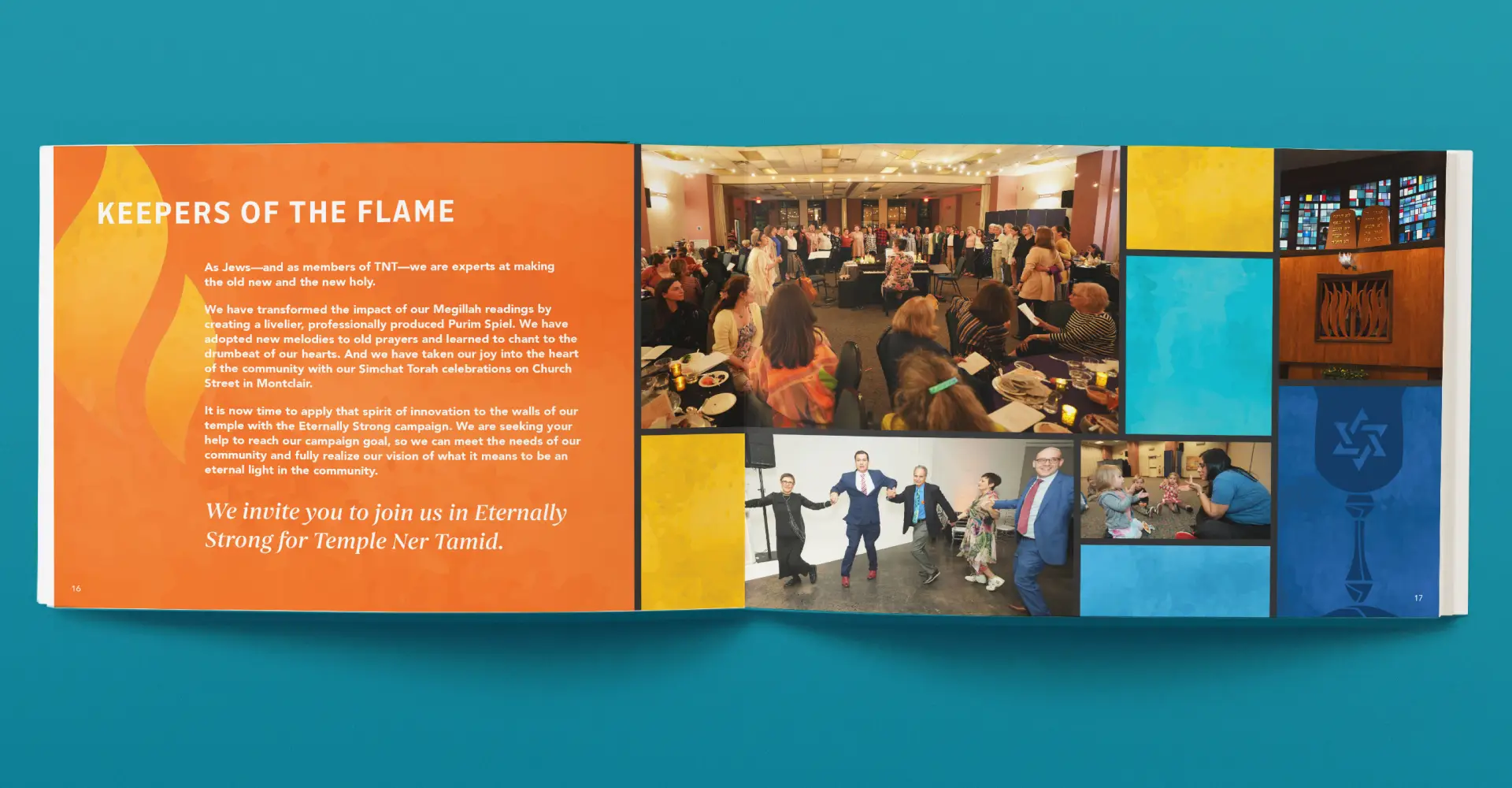 Temple Ner Tamid Case for Support brochure spread with images