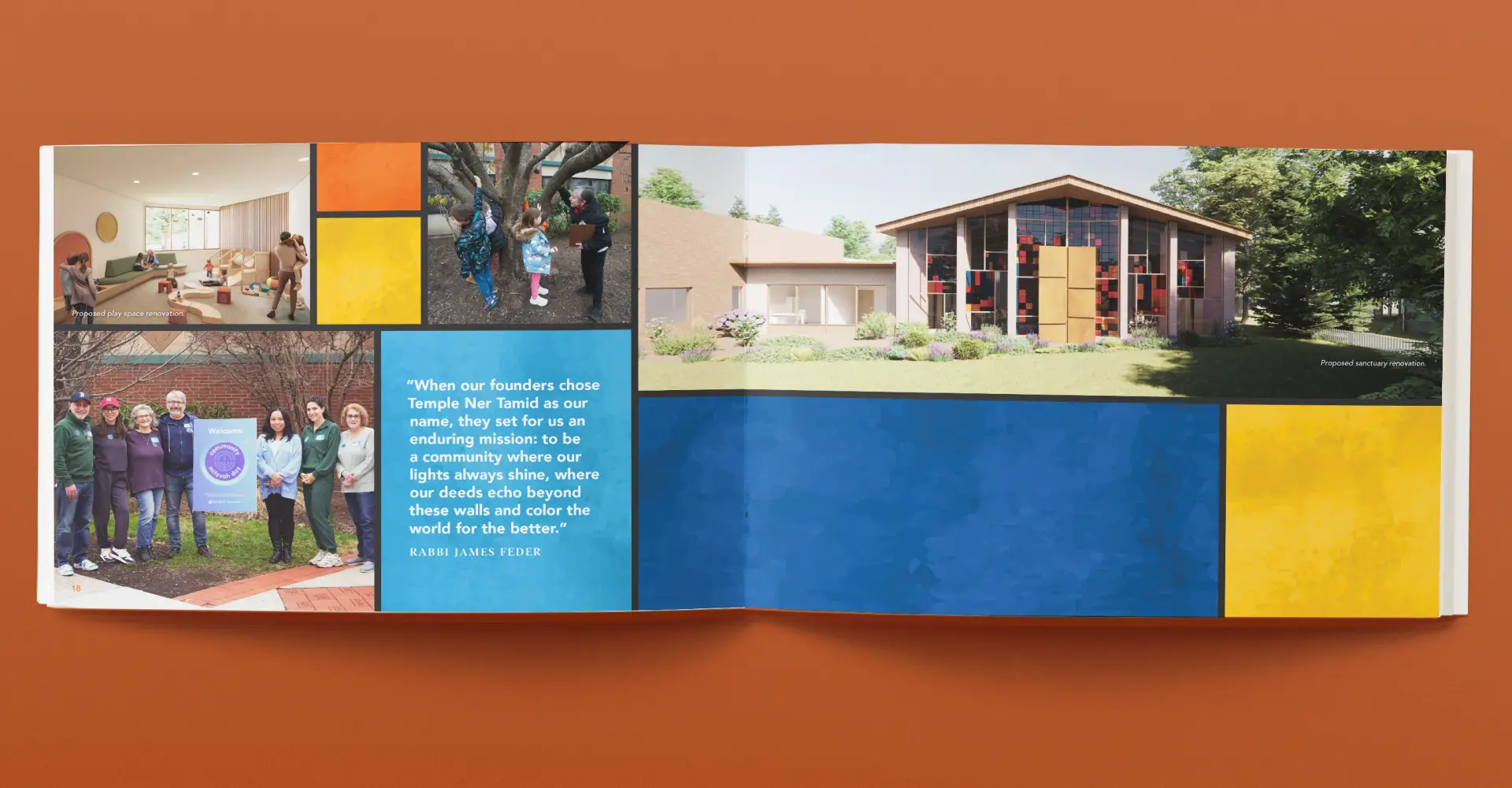 Temple Ner Tamid Case for Support brochure spread with images