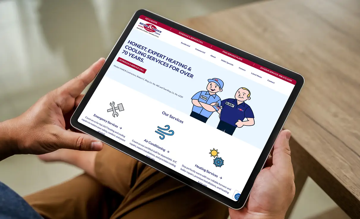 Meyer & Depew Heating and Cooling HVAC web design homepage