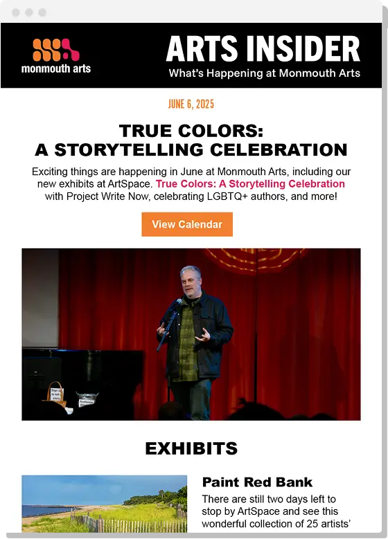 Monmouth Arts Arts Organization web page design